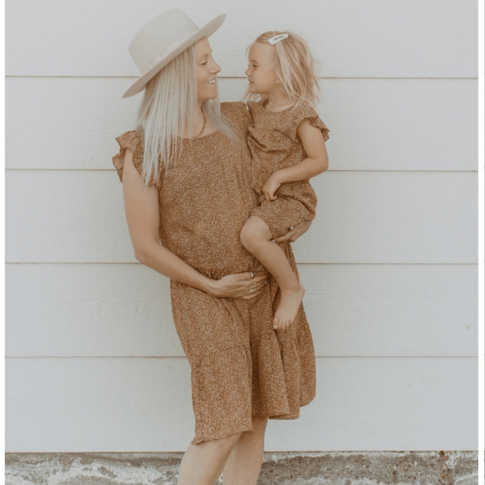 Mommy & Me Bailey's Blossoms Micro Leopard Babydoll Fall Dress